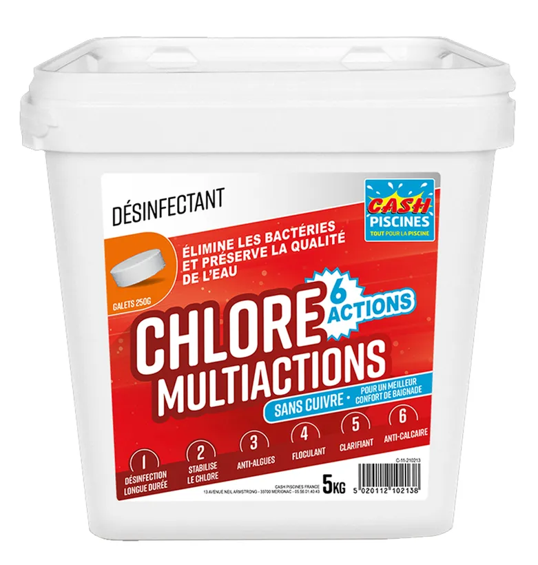 CHLORE MULTIACTIONS 5KG SANS CUIVRE - 6 ACTIONS 3 CHLORE MULTIACTIONS 5KG SANS CUIVRE - 6 ACTIONS