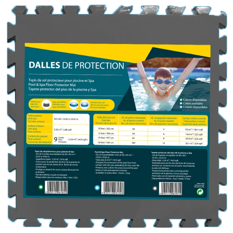 DALLES DE PROTECTION STANDARD GRIS 3,24m² 60 X 60 X 0,8 Cm (x9) 3 DALLES DE PROTECTION STANDARD GRIS 3,24m² 60 X 60 X 0,8 Cm (x9)